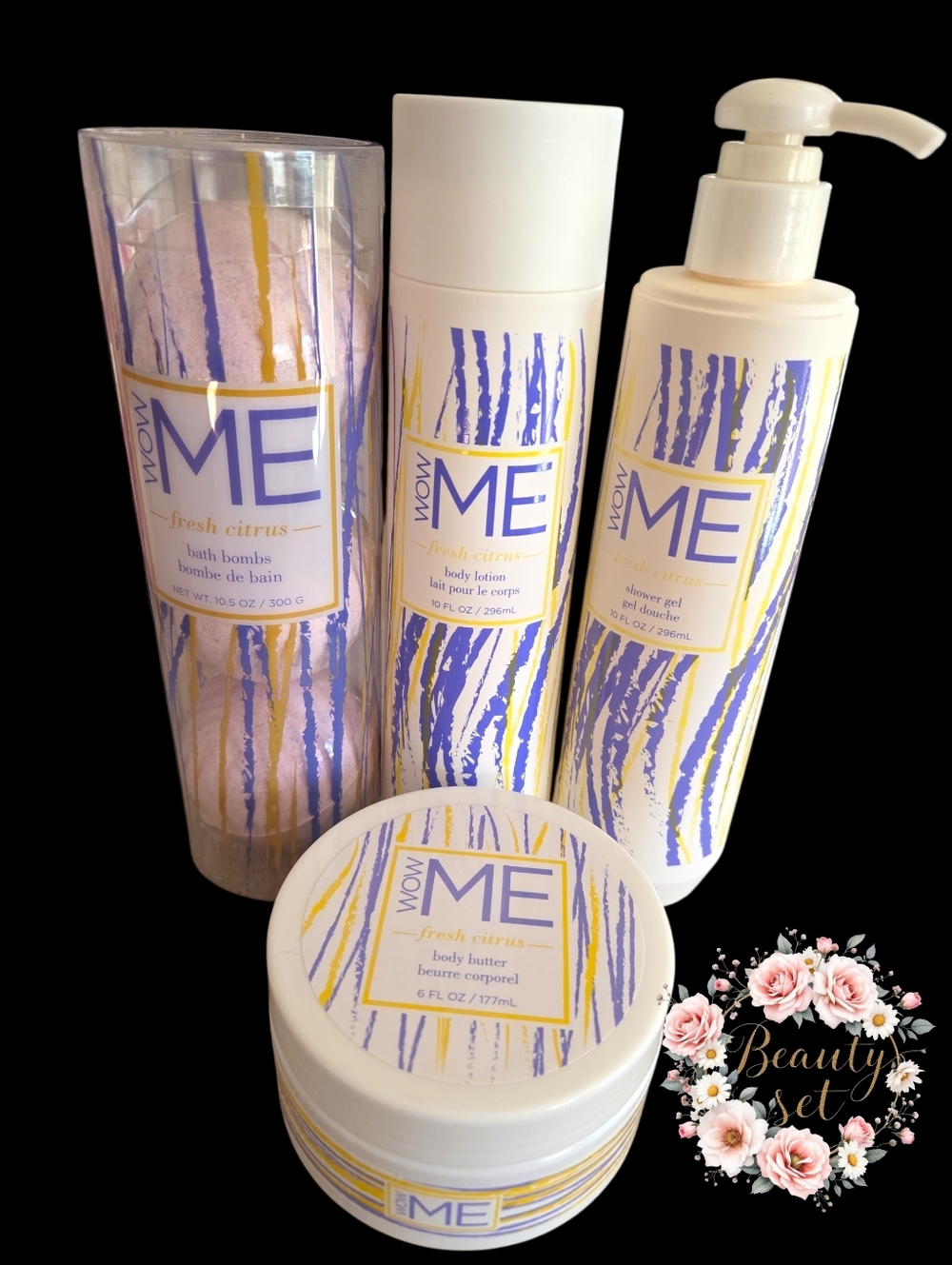 WOW ME Fresh Citrus Body Set - Beauty 4pc Lot Bundle